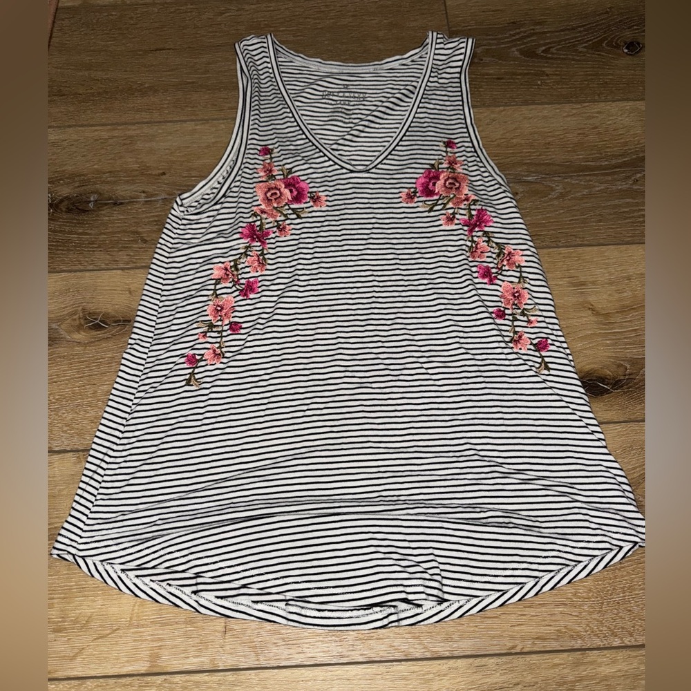 American‎ Eagle Striped Floral Embroidered Women's Tank XS